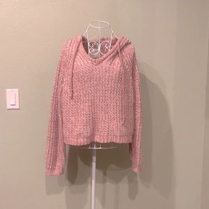 Pink Knit Hoodie Sweater